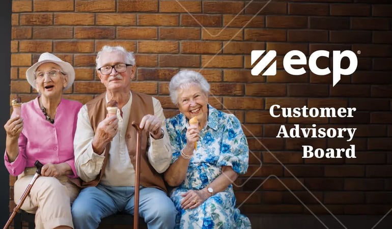 elderly people sharing ice cream