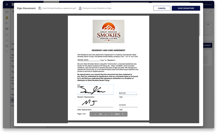 ECP CRM electronic signatures
