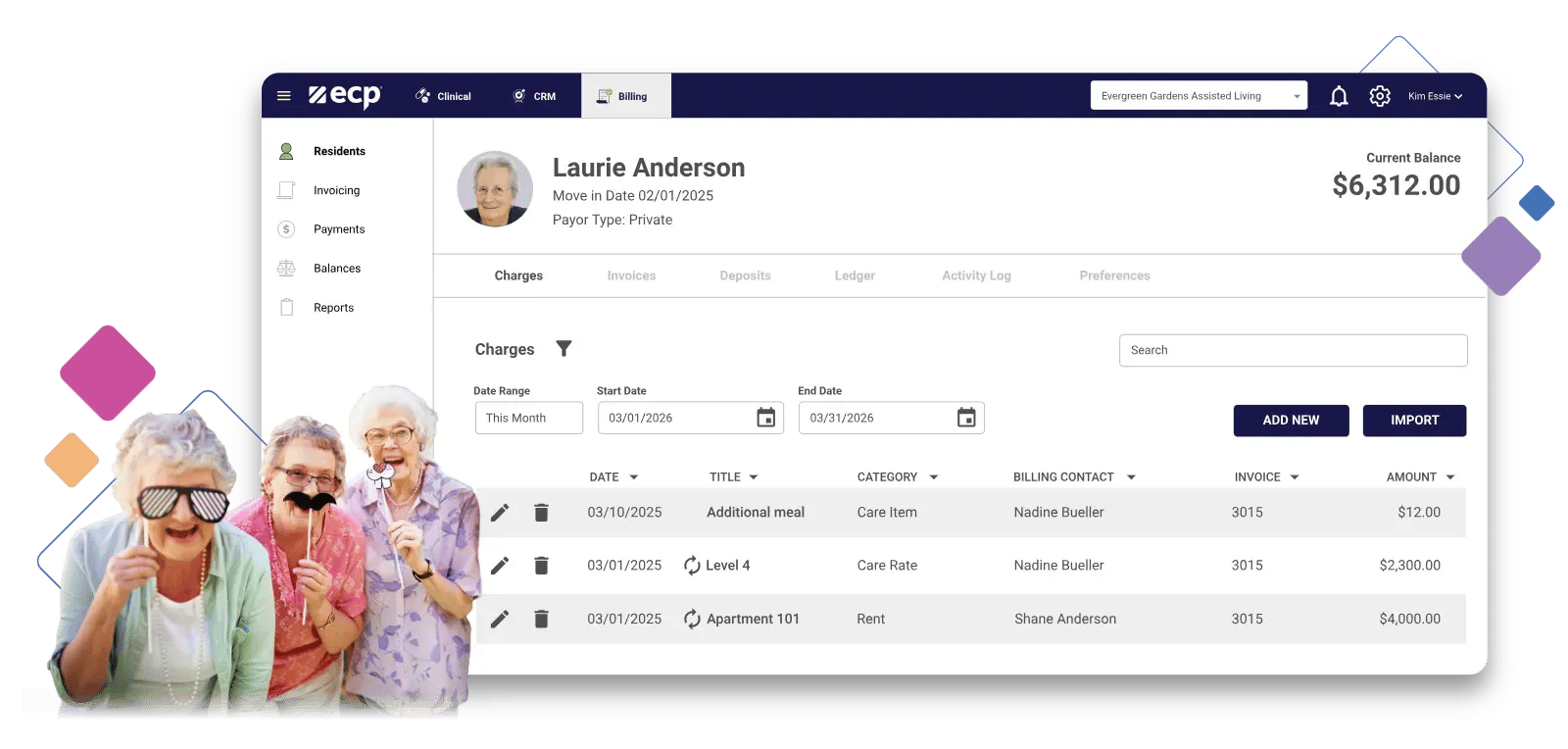 ECP assisted living billing software
