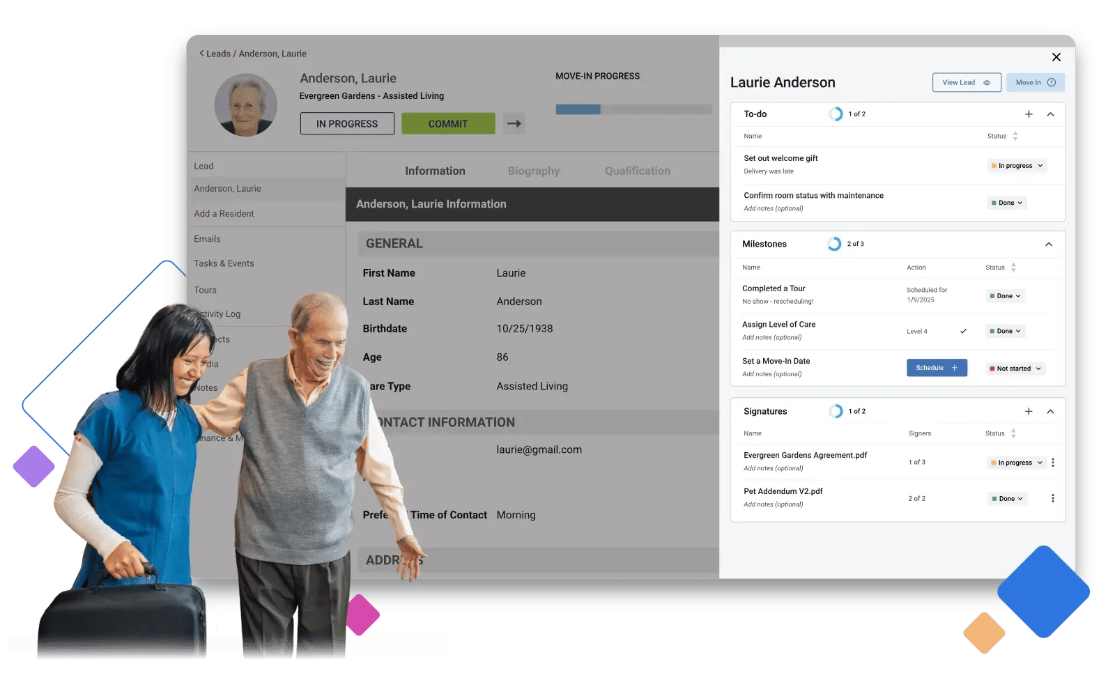ECP assisted living software move-ins