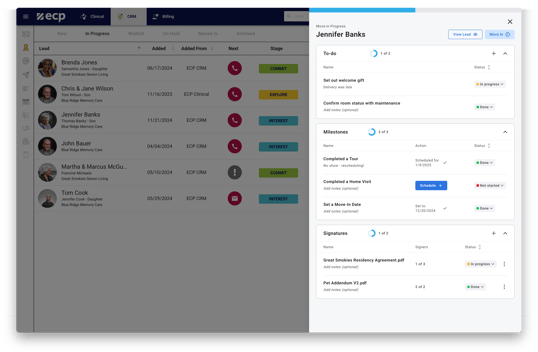 ECP Move-Ins software for Assisted Living