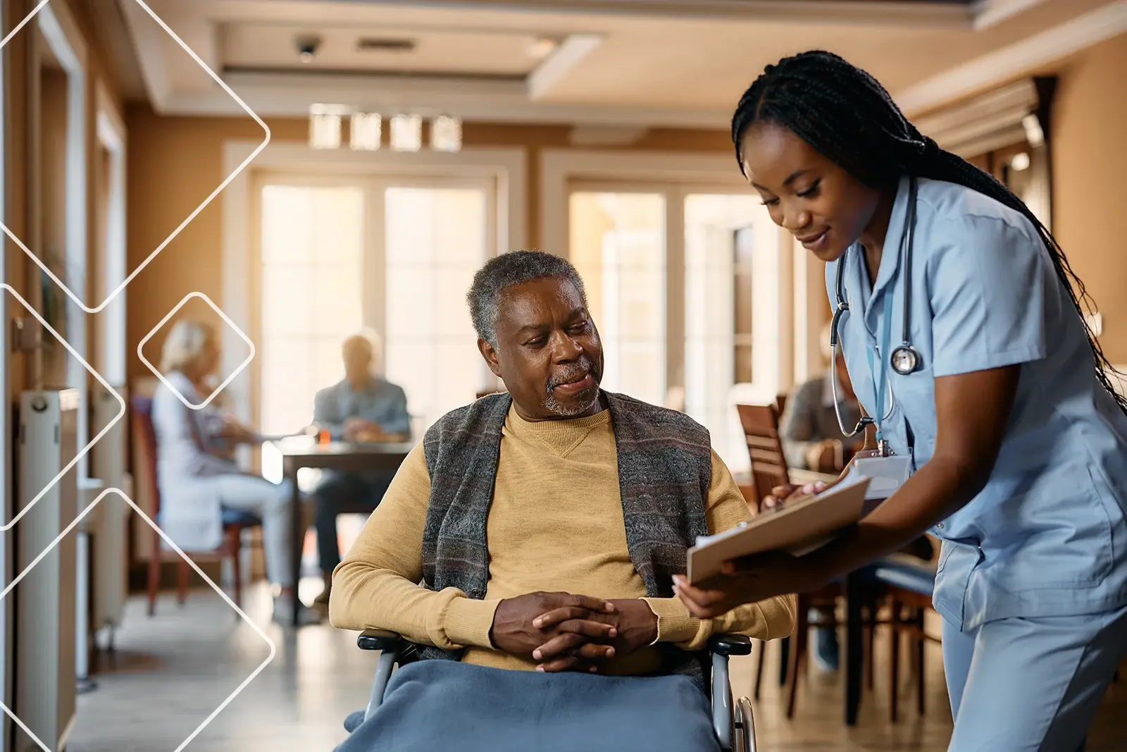 Senior with caregiver